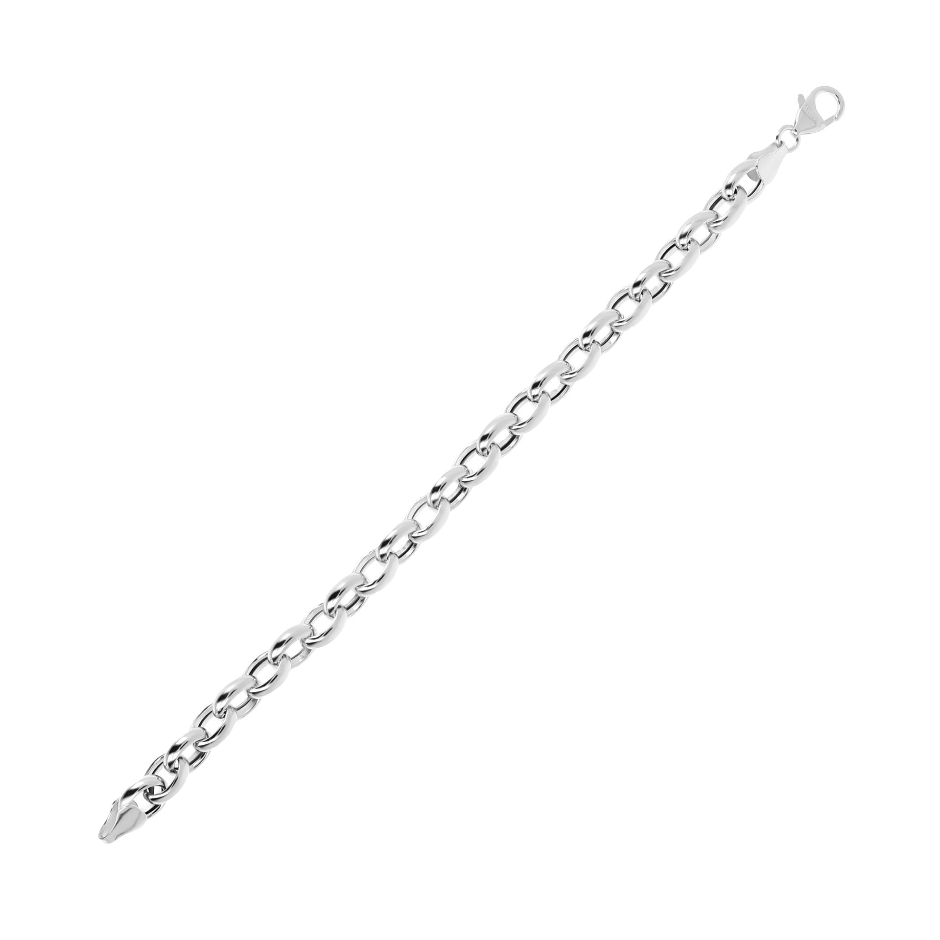 Italian Sterling Silver Oval Rolo Link Bracelet