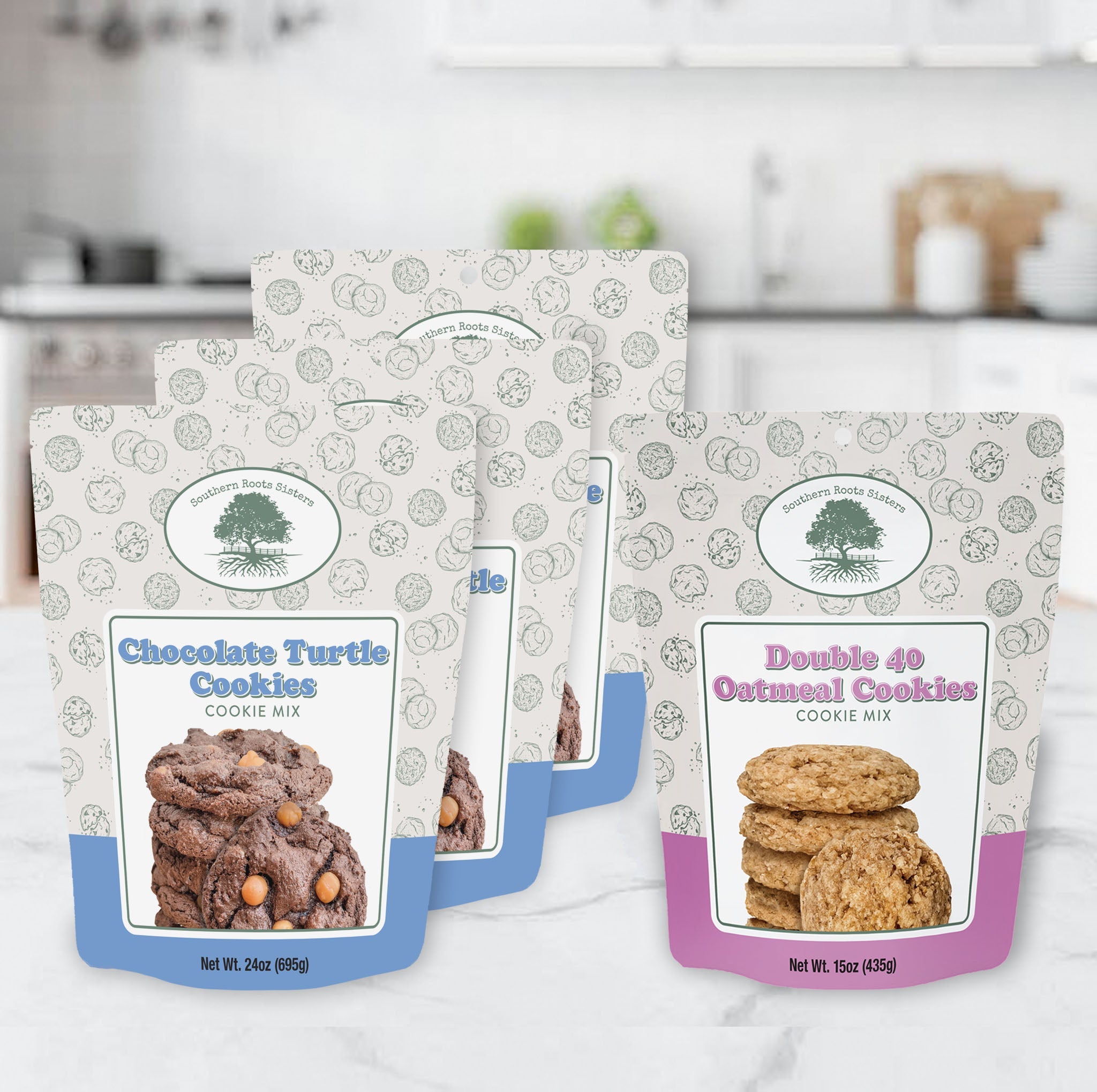 Southern Roots Sisters Gourmet Chocolate Turtle Cookies (3 pack) w/ Bonus Pack