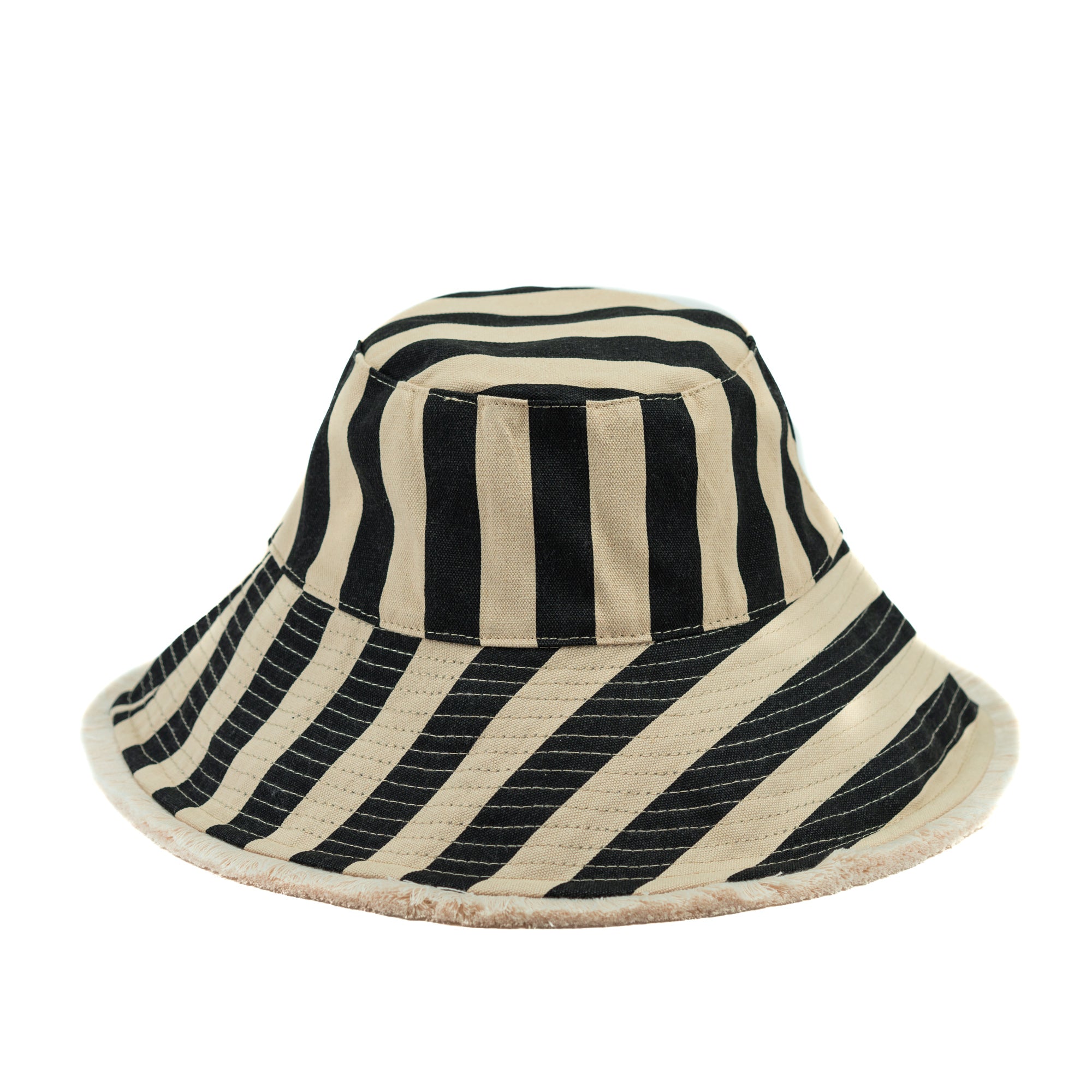 Sprigs Adjustable Wide Brim Striped Summer Hat w/ Fringe