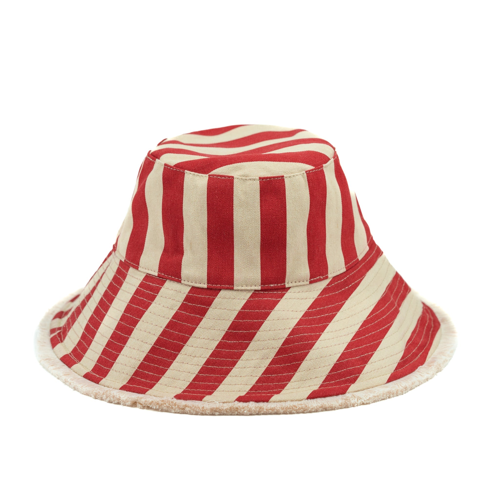 Sprigs Adjustable Wide Brim Striped Summer Hat w/ Fringe