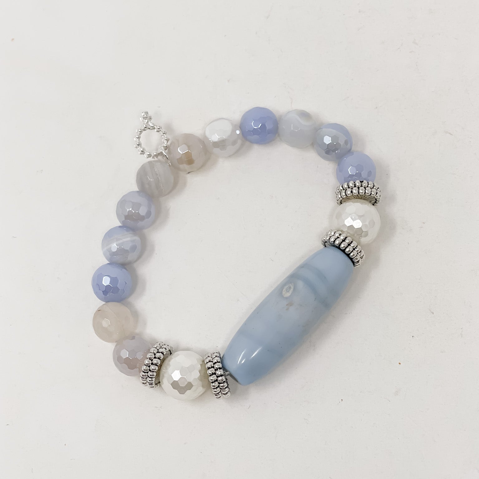 PowerBeads by jen Ethereal  Blue Agate Statement Bracelet