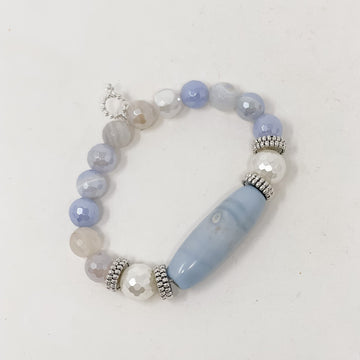 PowerBeads by jen Ethereal  Blue Agate Statement Bracelet