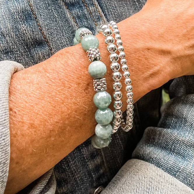 PowerBeads by jen Set of 2 Stackable Hematite Bracelets