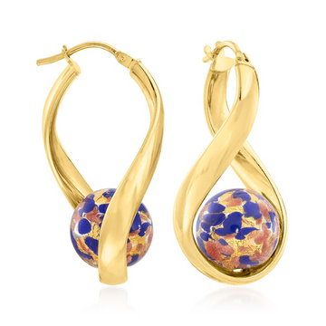 Ross-Simons Italian Blue Murano Twisted Hoop Earrings