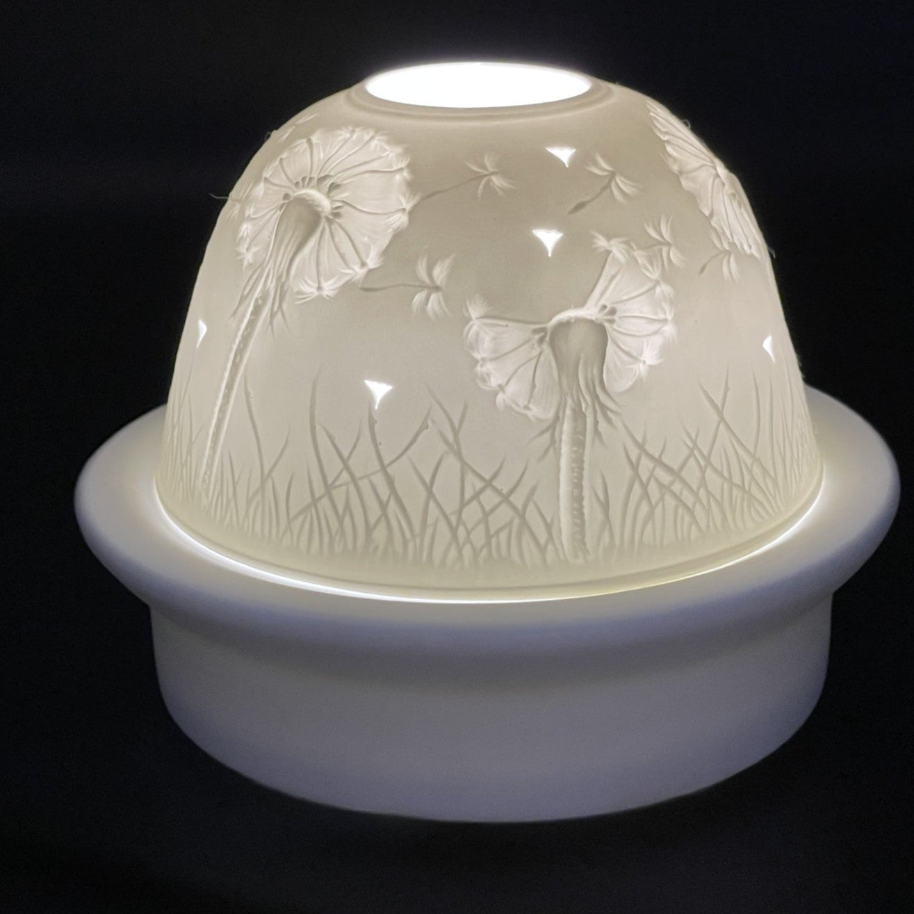 Luumii Lights Flower Motif Porcelain Dome w/ LED Base
