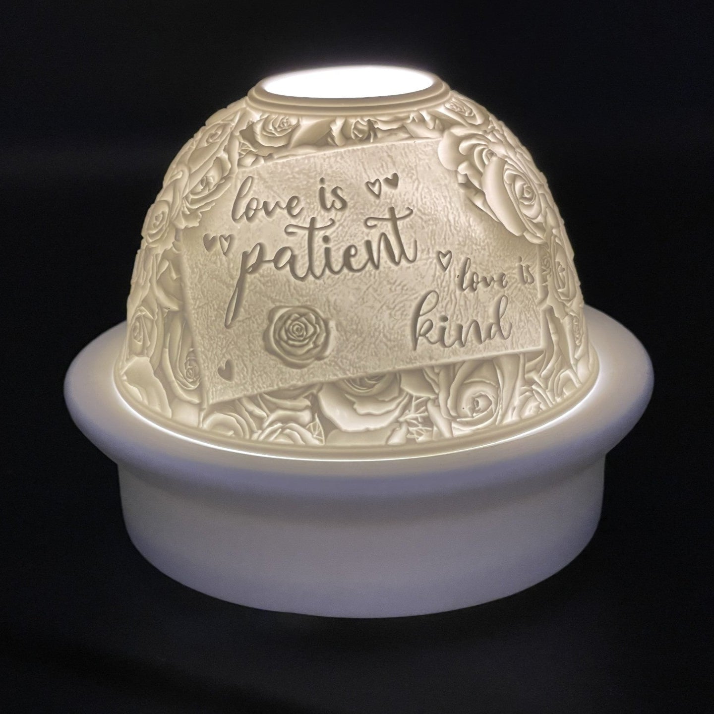 Luumii Lights Porcelain Dome Inspirational Quote w/ LED Base