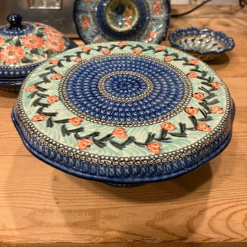 Polish Pottery Signature Pedestal Cake Plate